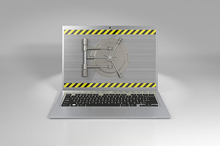 Laptop with a safe lock.