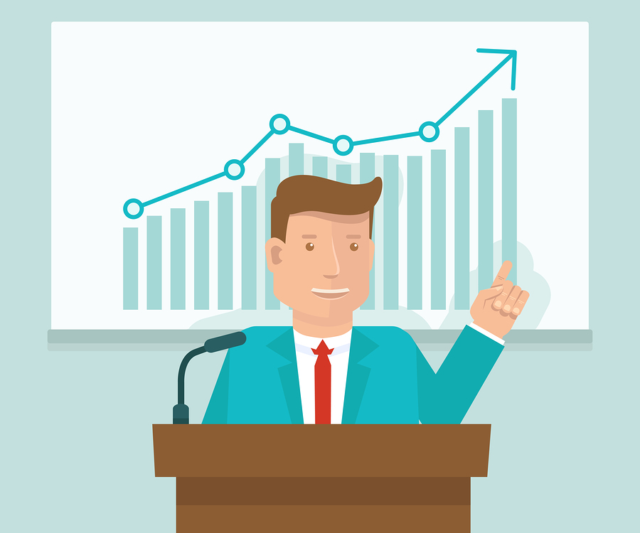 Vector Business Conference Concept In Flat Style