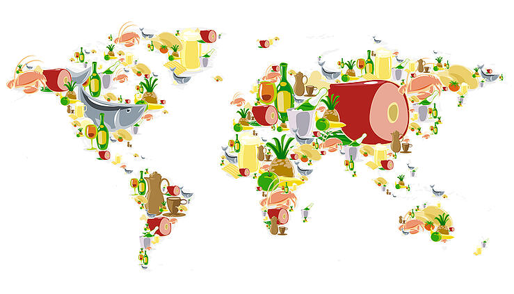 World Map With Food And Drinks
