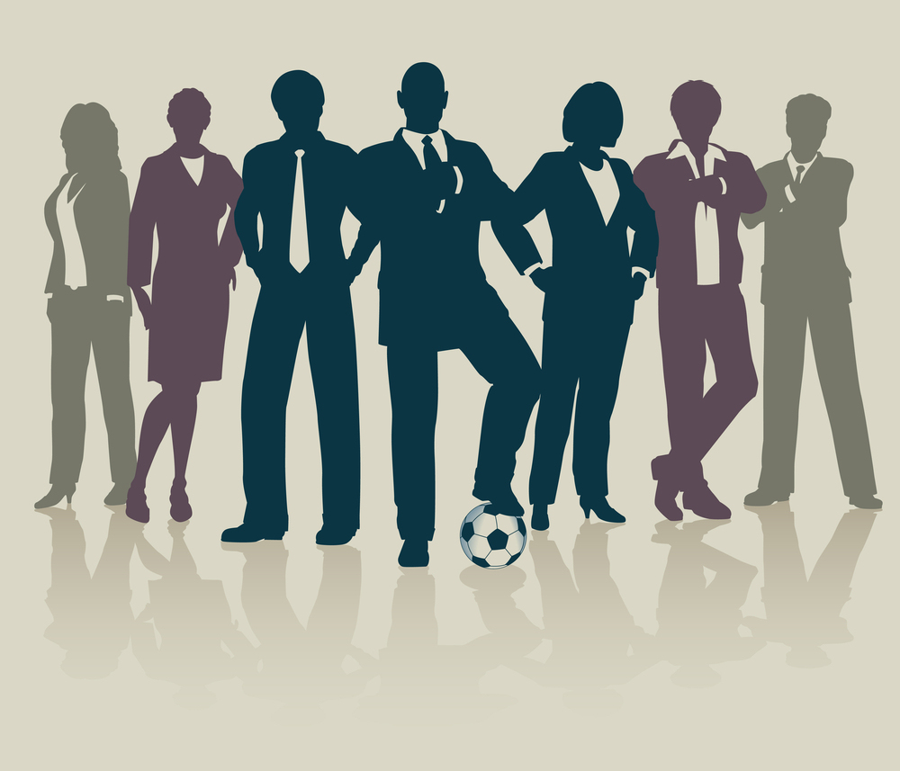 Editable vector illustration of a sports-related business team