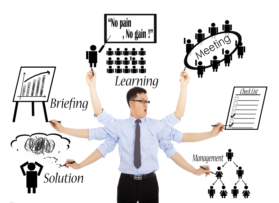 Businessman Busy Daily Schedules Or Multitaskings