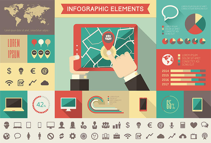 Flat Business Infographic Elements plus Icon Set. Vector.