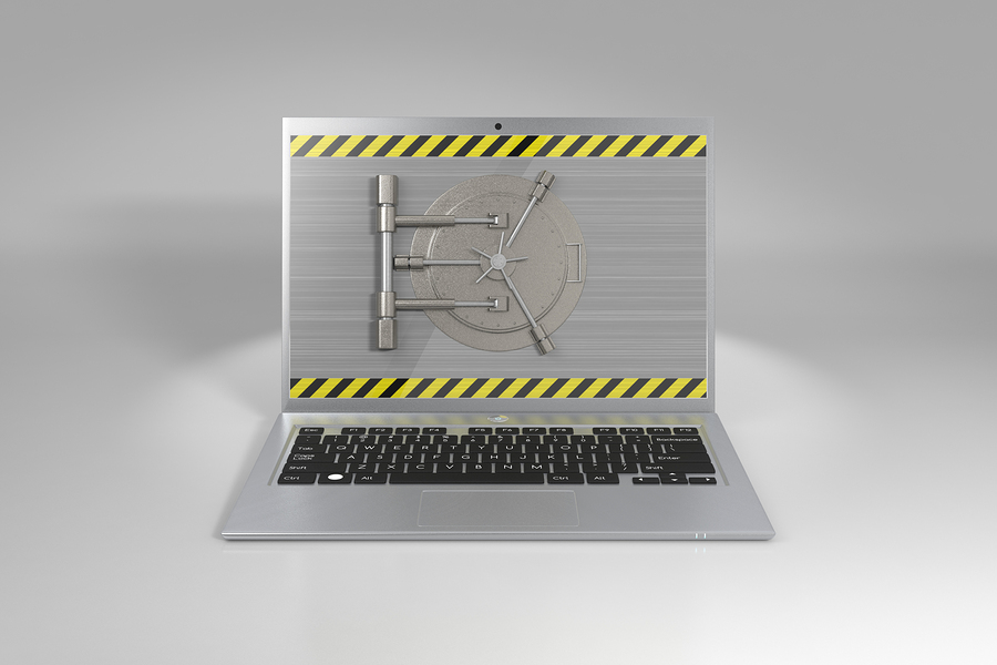 Laptop with a safe lock.