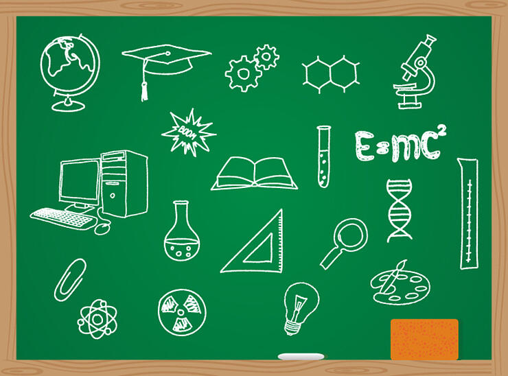 illustration of icons on a chemistry theme