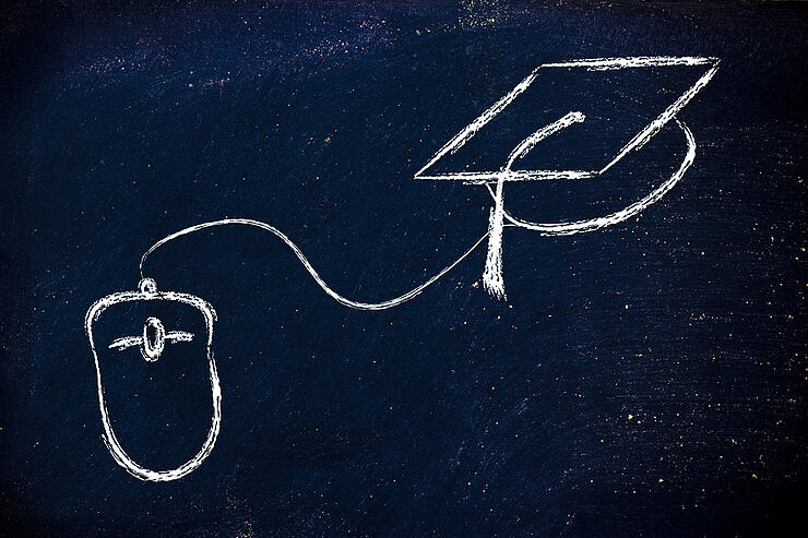 E-learning, Online Courses And Graduation Cap