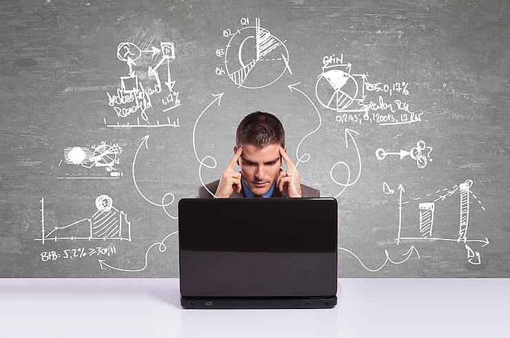 Business man working with laptop and thinking about  new project