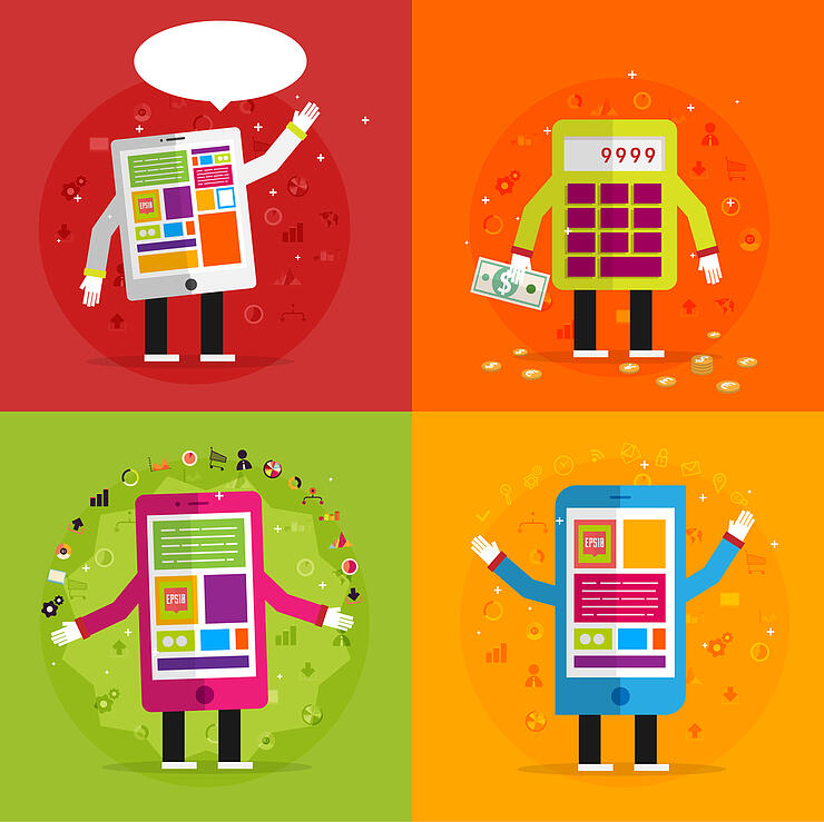 Set of icons. Flat Design. Mobile Phones, Tablet PC, Web and App