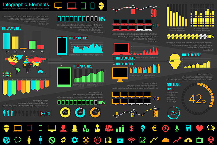 IT Industry Infographic Elements. Opportunity to Highlight any C
