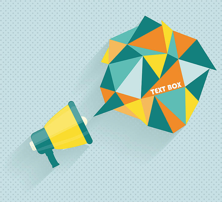 Flat Vector Icon Of Megaphone With Bubble Speech