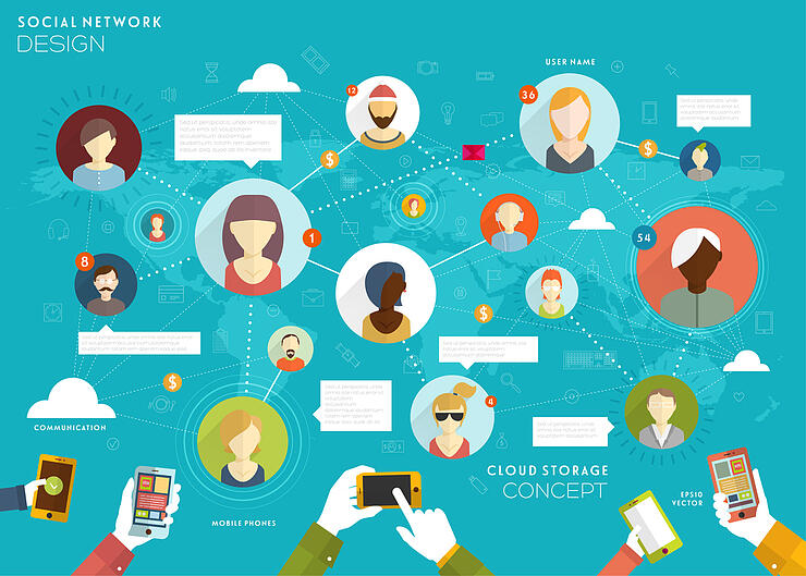 Social Network Vector Concept. Flat Design Illustration for Web